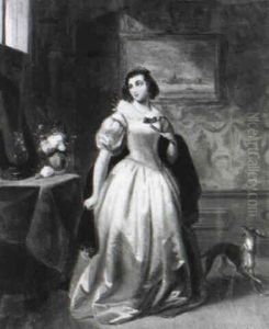 A Lady And A Dog In An Interior by Simon Opzoomer
