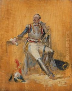 Cuirassier Du Premier-empire Assis, Son Casque Pose A Terre by Maurice Henri Orange