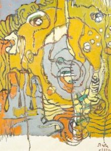 Tete Paysage, Homme Ocre Et Gris by Orazio Orazi