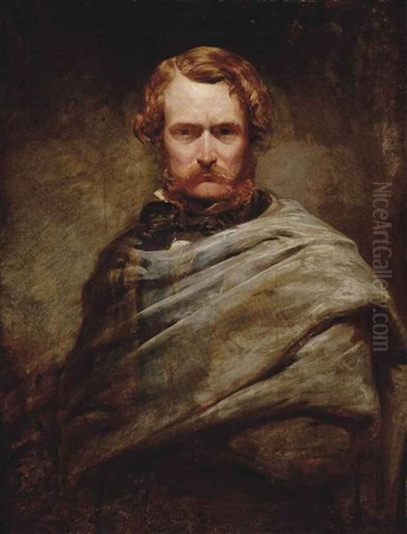 Portrait Of A Gentleman, Half-length, In A Black Coat And Grey Wrap - view 1