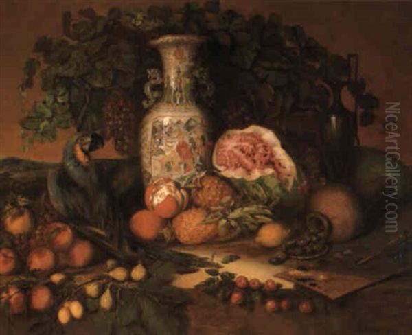 Still Life With Chinese Vase, Parrot, And Artist's Palette - view 1