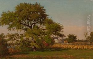 The Homestead (cornstalks And Pumpkins) by Alfred T. Ordway