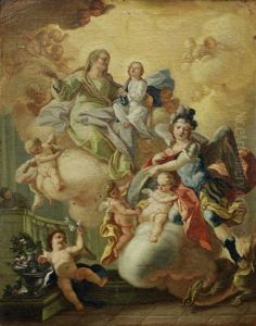 The Virgin With Saint Anne And The Archangel Michael by Giacinto Oriani