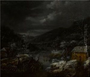 Hungarian, School Of Winter Scene by Josef Orient