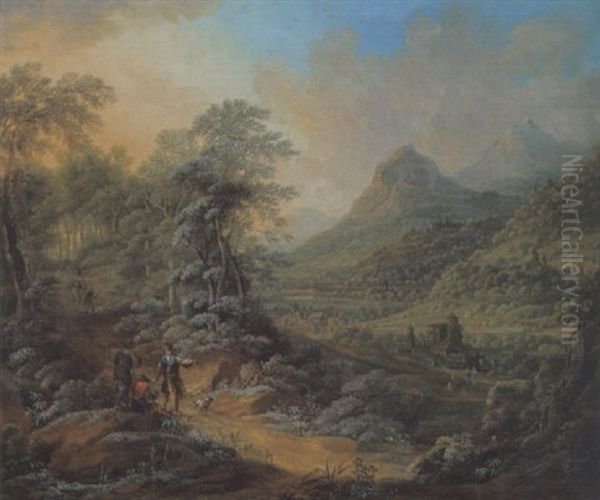 Bewaldete Gebirgslandschaft Mit Figuren - view 1