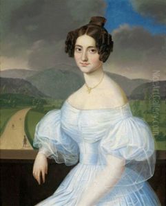 Junge Dame, Vor Einer Weiten Landschaft Sitzend