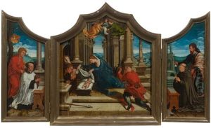 Triptych: Adoration With John The Baptist, James The Elder And Two Portraits Of Donors by Bernaert (Barend) van Orley