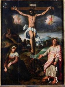 Le Christ En Croix Entoure De La Sainte Vierge Et De Saint Jean by Bernaert (Barend) van Orley