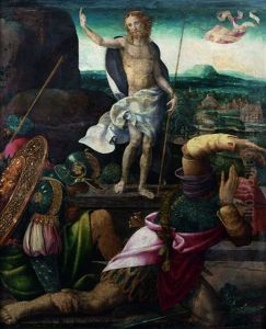 La Resurrection Du Christ, Vierge De L'annonciation (recto-verso) by Bernaert (Barend) van Orley