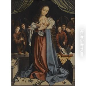 The Virgin And Child With Attendant Angels by Bernaert (Barend) van Orley