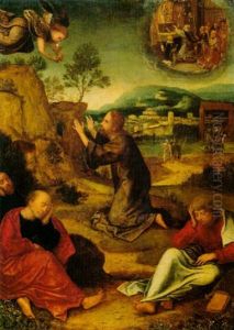 Christ In The Garden Of Gethsemane With The Mass Of Saint Gregory In A Nimbus Beyond