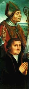A Bishop Saint With A Male Donor
