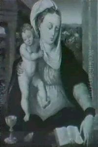 Maria Mit Kind In Einer Landschaft by Bernaert (Barend) van Orley