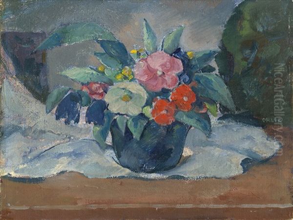 Sommerblumen In Blauer Vase - view 1