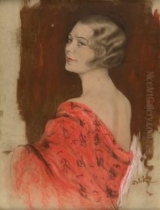 Portrat Einer Dame Im Rotem Kimono