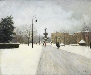 Der Lutzow Platz Im Winter by Emil Orlik