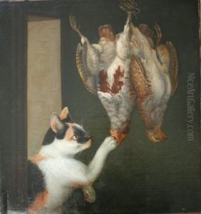 A Cat Snatches Two Partridge In A Larder by Benjamin Blake