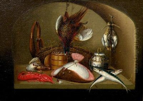A Game Larder With Hare, Pheasant, And Teal - view 1