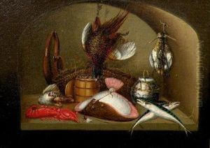 A Game Larder With Hare, Pheasant, And Teal by Benjamin Blake