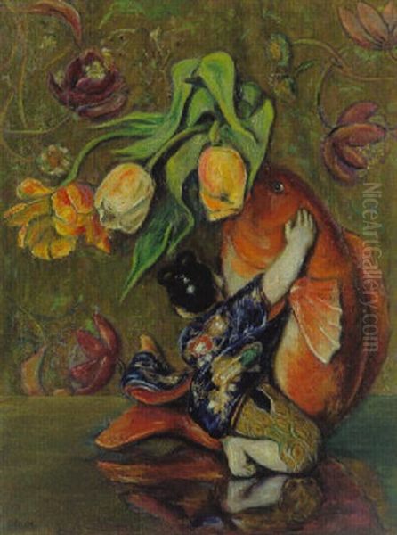Chinesische Vase Mit Tulpen - view 1