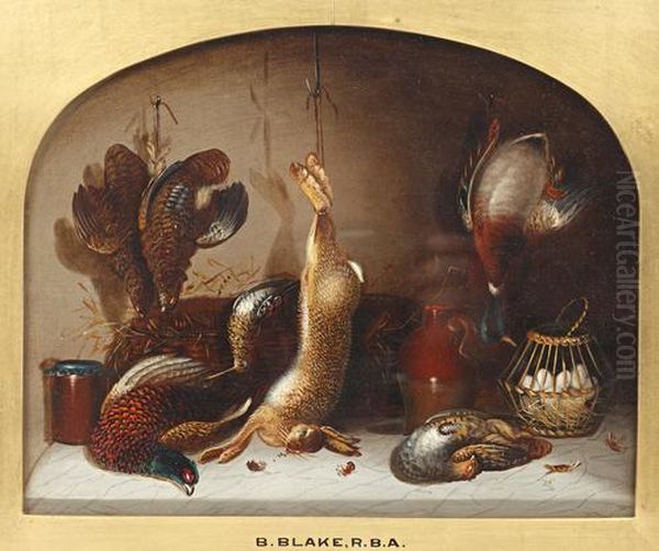 Still Life Of Game And Seafood In A Larder - view 1