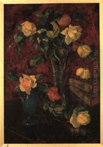 Stilleben Mit Zwei Rosenvasen Stilleben Mit Zwei Rosenvasen