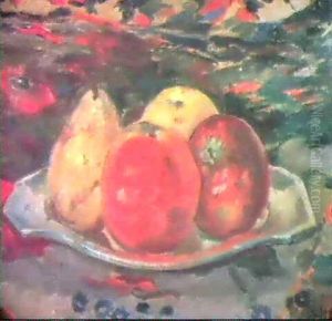 A Pear And Apples On A Dish
