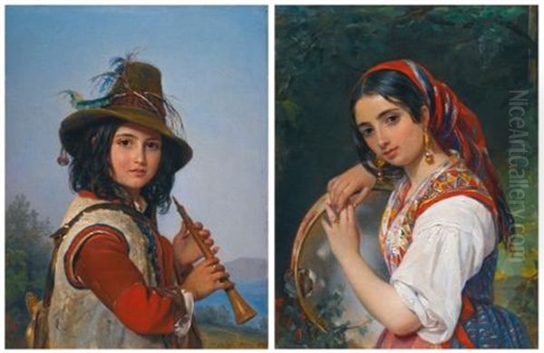 Portrait Of An Italian Shepherd Boy With A Flute (+ A Shepherd Girl With A Tambourine; 2 Works) - view 1