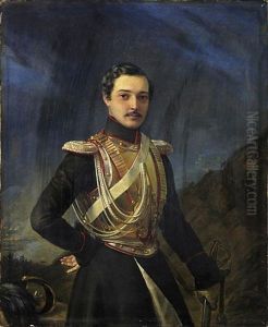 Portrat Des Russischen Offiziers Balaschof by Pimen Nikitich Orlov