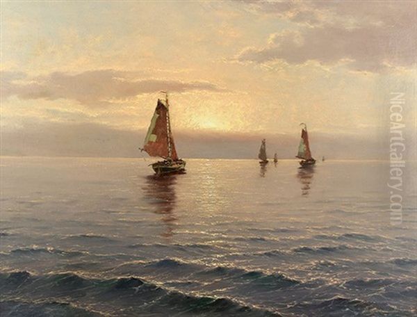 Sailboats At Sunset - view 1