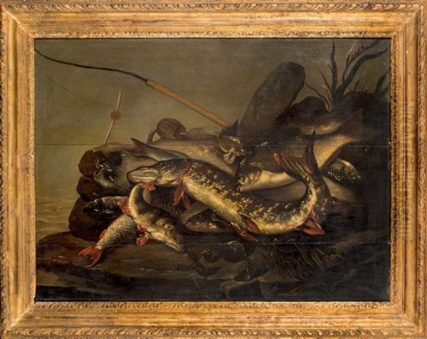 Nature Morte Aux Poissons Et Canne A Peche - view 1