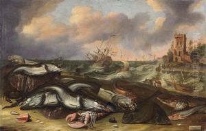 Fish Still Life With Stormy Sea by Willem Ormea