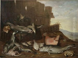 Natura Morta Di Pesci Presso Una Staccionata