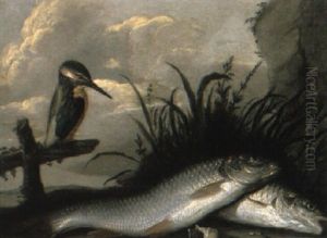 Chub And A Kingfisher On A Riverbank