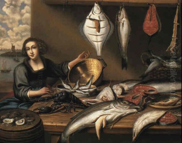 Fishwife At A Fish-stall - view 1
