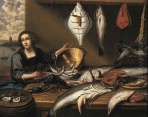 Fishwife At A Fish-stall by Willem Ormea