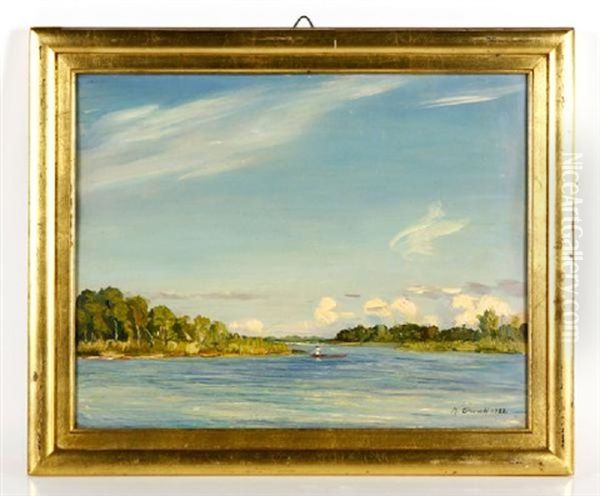 Lake View With Boat - view 1