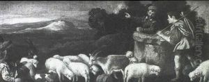 Shepherds With Goats And Sheep Beside A Well Shepherds With Goats And Sheep Beside A Well