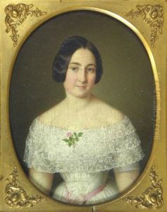 Portrait Of A Lady In A Lace Dress (+ Portrait Of A Gentleman; Pair)