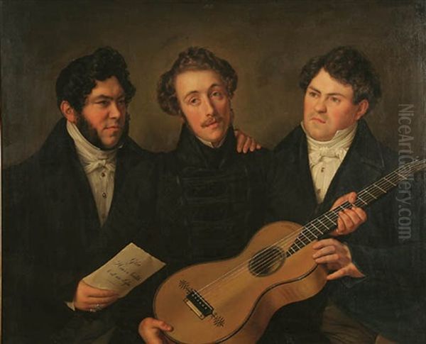 Three Men With Guitar - view 1