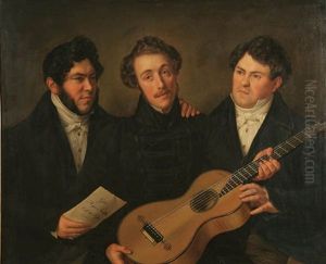 Three Men With Guitar by Benjamin Orth
