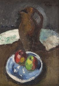 Still Life With Apple And Jug by Manuel Ortiz De Zarate