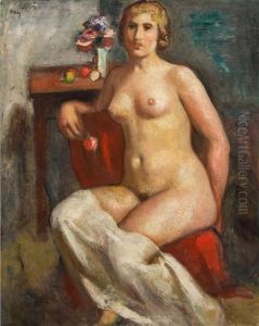 Nu A La Fleur by Manuel Ortiz De Zarate