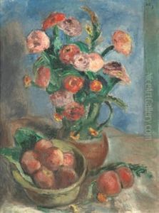 Bodegon Con Flores Y Frutas by Manuel Ortiz De Zarate