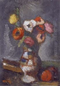 Vase De Fleurs by Manuel Ortiz De Zarate