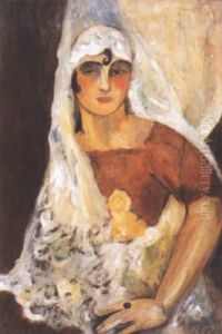 Espagnole A La Mantille by Manuel Ortiz De Zarate