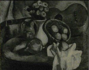 Nature Morte A La Guitare by Manuel Ortiz De Zarate
