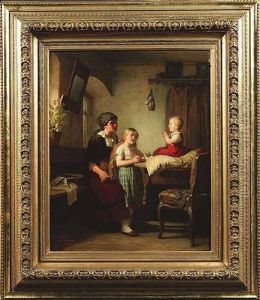 Bauerliche Familienidylle In Der Stube by Friedrich Ortlieb