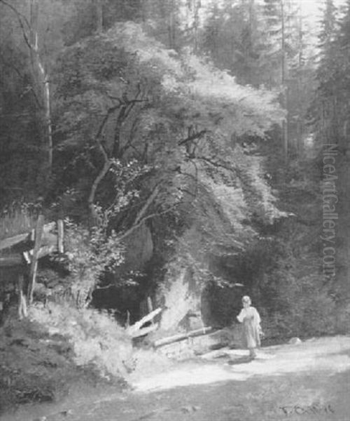 Madchen An Einer Waldquelle - view 1