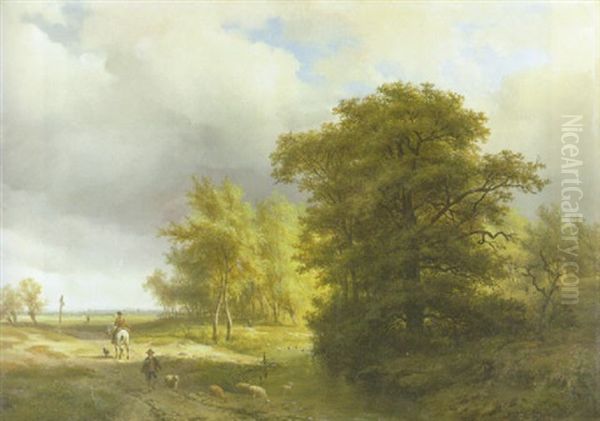Weite Baumbestandene Landschaft An Einem Bachlauf - view 1